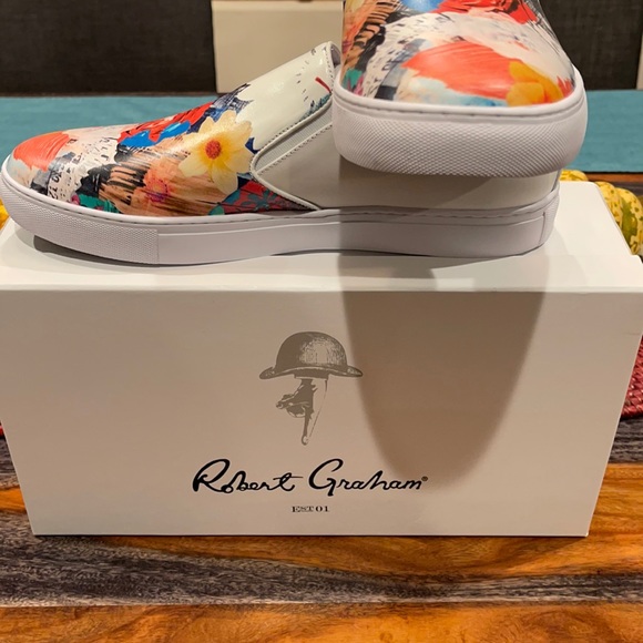 Robert Graham Men’s Floral Design Leather Shoes multi color SO GORGEOUS - Picture 6 of 11